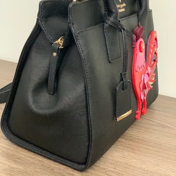 LIKE NEW KATE SPADE IMAGINATION ROOSTER SMALL CANDACE |BLACK SMOOTH CALF LEATHER - Picture 6 of 10